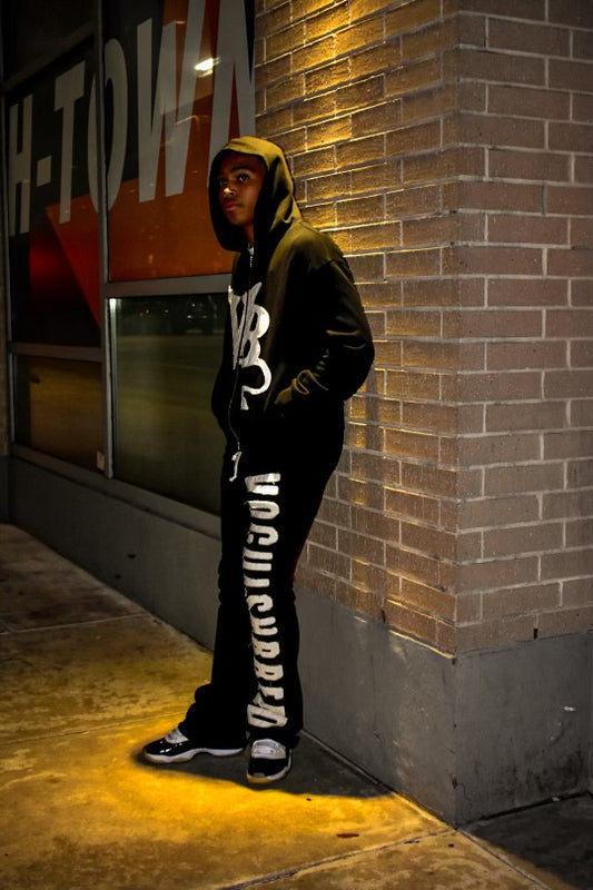 Flared Sweats-Black/White