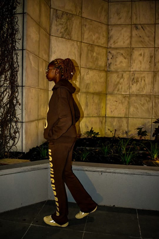 Flared Sweats-Brown/Cream