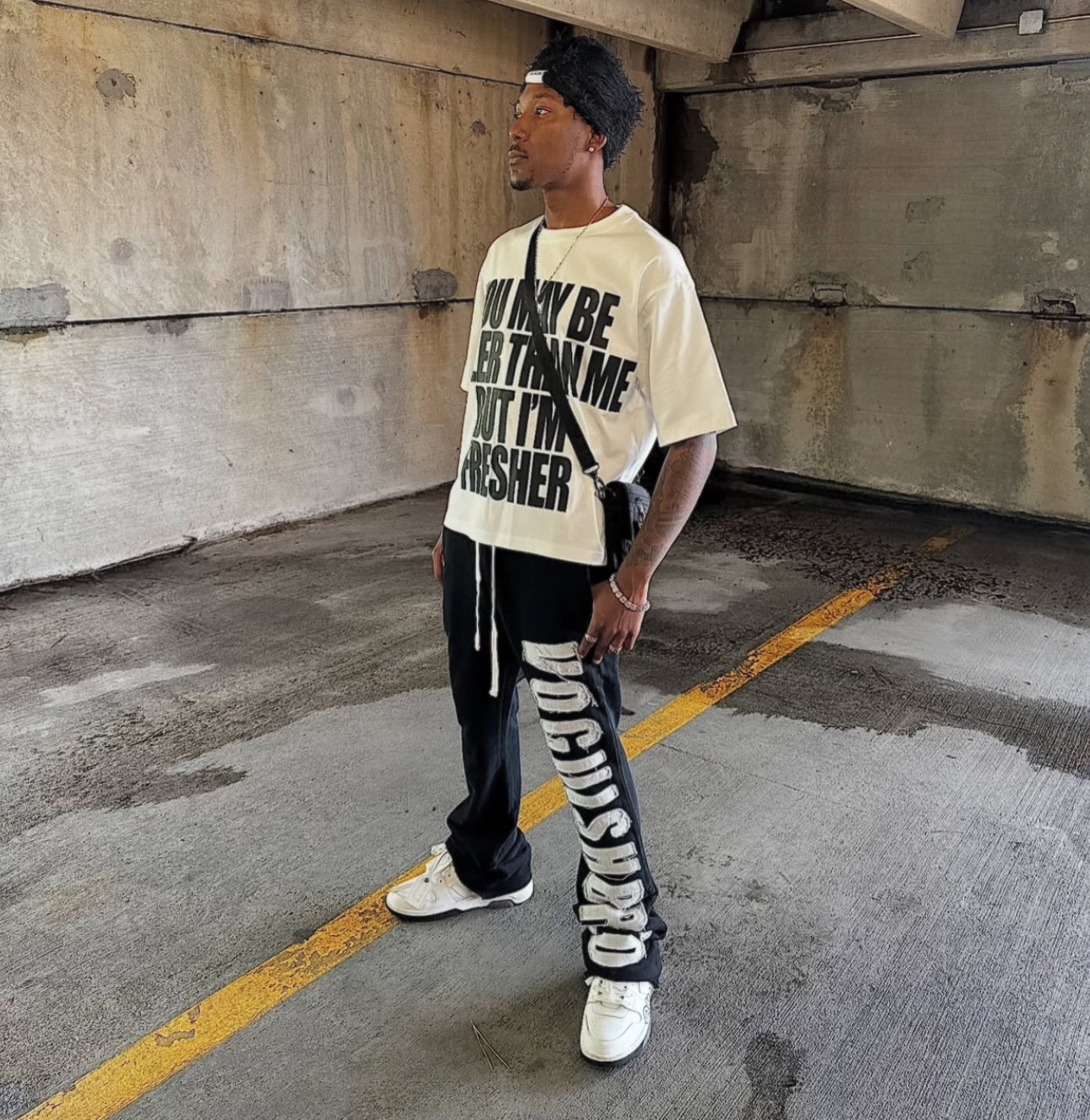 Flared Sweats-Black/White
